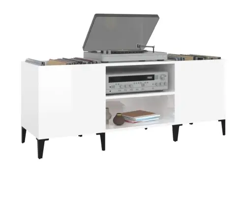 Vinilinių Plokštelių Spintelė, Balta, 121X38X48cm Mediena