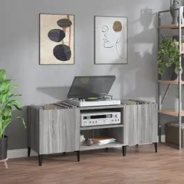 Ierakstu Skapītis, 121X38X48 Cm, Inženierijas Koks, Pelēks Vidaxl