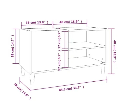 Plaadikapp, Suitsutatud Tamm, 84,5 X 38 X 48 cm Tehispuit