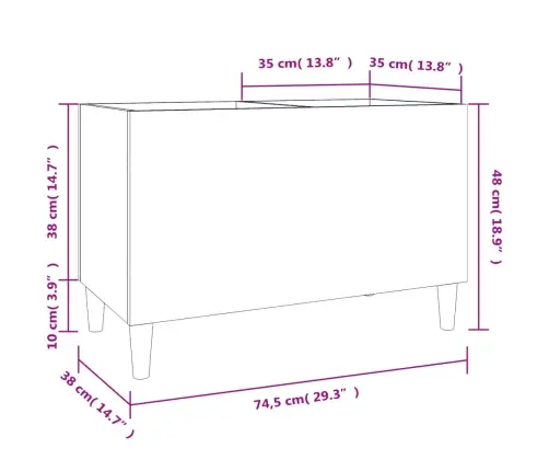 Vinilinių Plokštelių Spintelė, Balta, 74,5X38X48cm Mediena