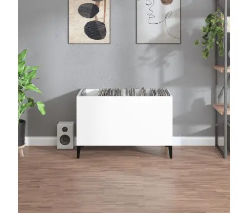 Vinilinių Plokštelių Spintelė, Balta, 74,5X38X48cm Mediena