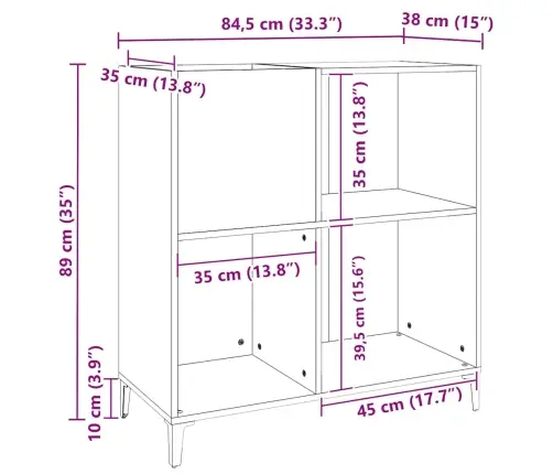 Plaadikapp, Sonoma Tamm, 84,5 X 38 X 89 cm Tehispuit