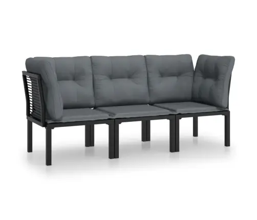 Sodo Poilsio Komplektas, 3 Dalių, Juodas/Pilkas, Poliratanas