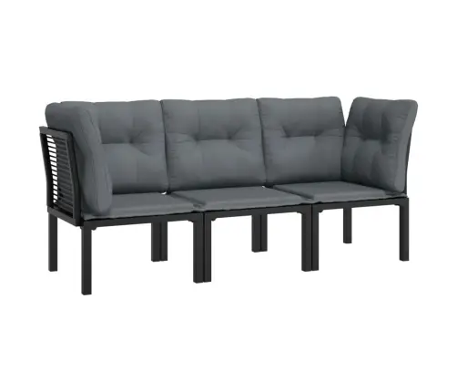 Sodo Poilsio Komplektas, 3 Dalių, Juodas/Pilkas, Poliratanas