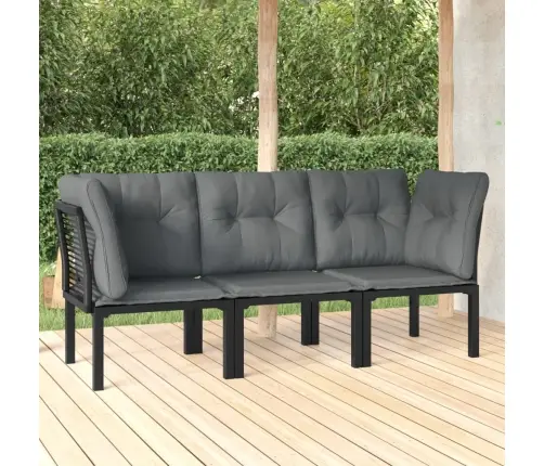 Sodo Poilsio Komplektas, 3 Dalių, Juodas/Pilkas, Poliratanas