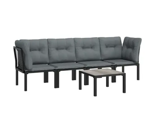 5-Daļīgs Dārza Mēbeļu Komplekts, Melns, Pelēks, Pe Rotangpalma Vidaxl