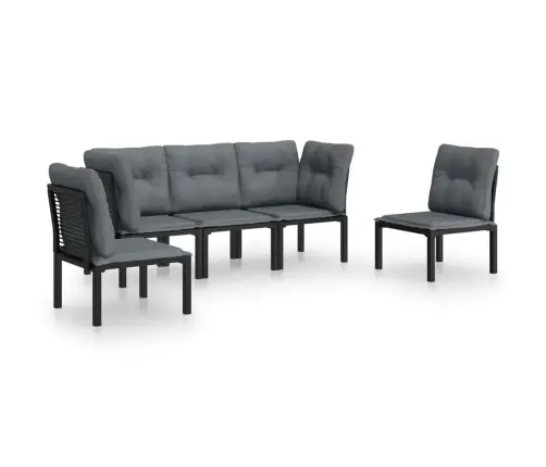 5-Daļīgs Dārza Atpūtas Mēbeļu Komplekts, Melna Un Pelēka Pe Vidaxl