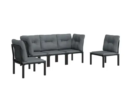 5-Daļīgs Dārza Atpūtas Mēbeļu Komplekts, Melna Un Pelēka Pe Vidaxl