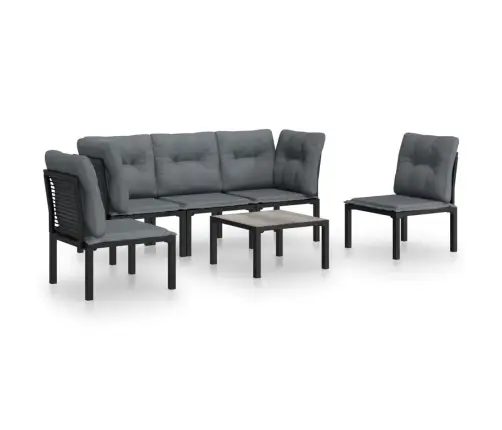6-Osaline Aiamööbli Komplekt, Must Ja Hall, Polürotang