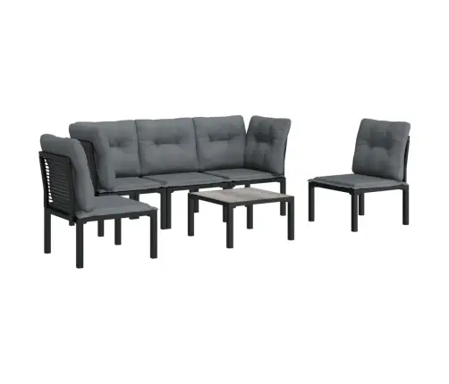 6-Osaline Aiamööbli Komplekt, Must Ja Hall, Polürotang