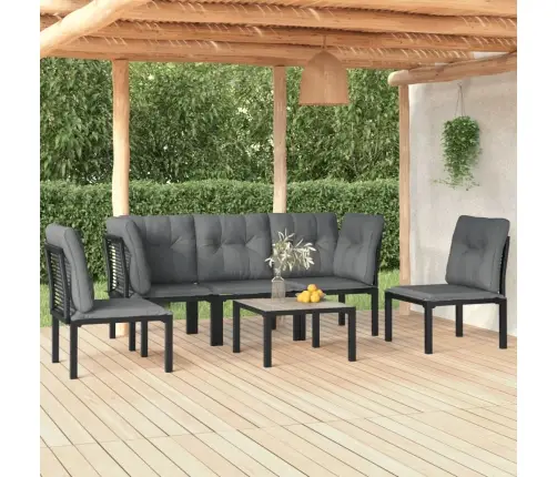 6-Osaline Aiamööbli Komplekt, Must Ja Hall, Polürotang