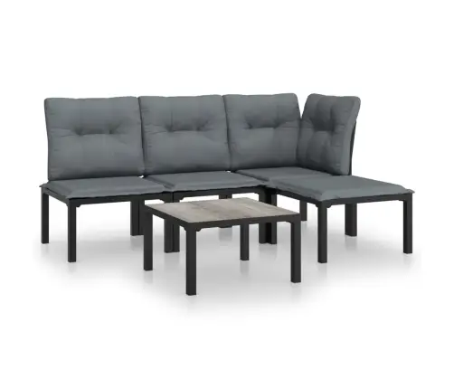 5-Osaline Aiamööbli Komplekt Patjadega, Must Ja Hall Polürotang