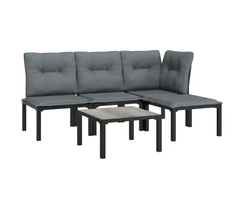 5-Osaline Aiamööbli Komplekt Patjadega, Must Ja Hall Polürotang