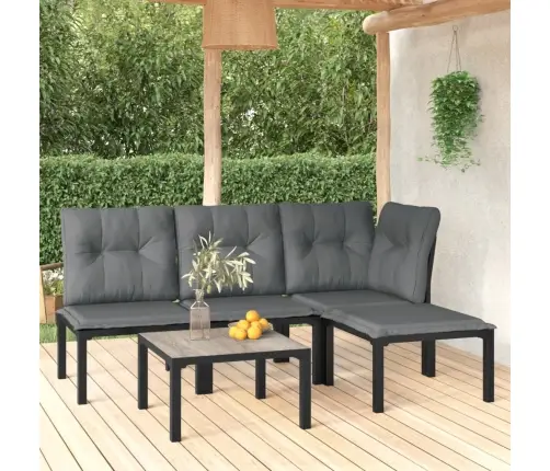 5-Osaline Aiamööbli Komplekt Patjadega, Must Ja Hall Polürotang