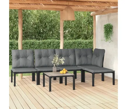 6-Osaline Aiamööbli Komplekt, Must Ja Hall, Polürotang