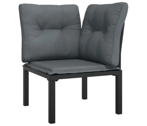 6-Osaline Aiamööbli Komplekt, Must Ja Hall, Polürotang