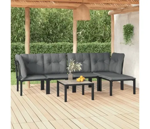 6-Osaline Aiamööbli Komplekt, Must Ja Hall, Polürotang