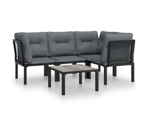 Sodo Poilsio Komplektas, 5 Dalių, Juodas Ir Pilkas, Poliratanas