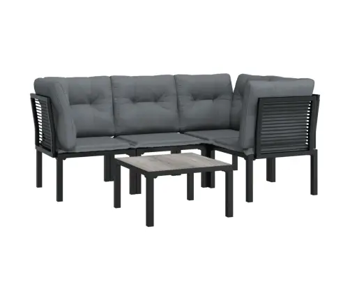 Sodo Poilsio Komplektas, 5 Dalių, Juodas Ir Pilkas, Poliratanas