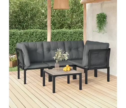 Sodo Poilsio Komplektas, 5 Dalių, Juodas Ir Pilkas, Poliratanas