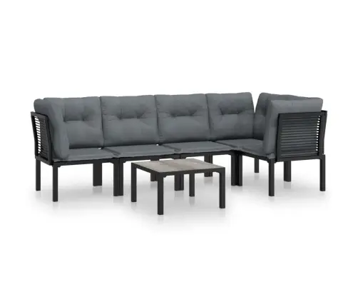 6-Daļīgs Dārza Mēbeļu Komplekts, Melna Un Pelēka Pe Rotangpalma Vidaxl