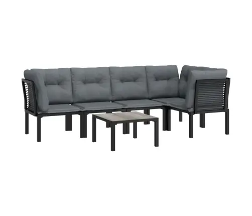 6-Daļīgs Dārza Mēbeļu Komplekts, Melna Un Pelēka Pe Rotangpalma Vidaxl