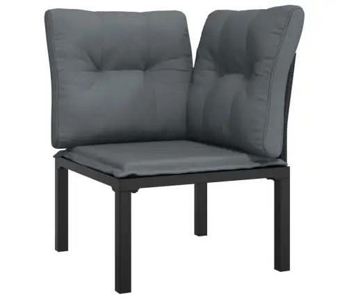 6-Daļīgs Dārza Mēbeļu Komplekts, Melna Un Pelēka Pe Rotangpalma Vidaxl