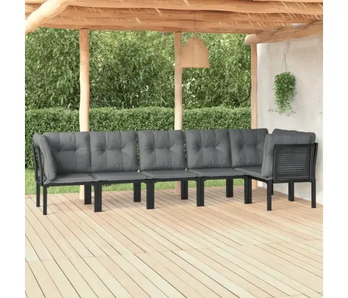 Sodo Poilsio Komplektas, 6 Dalių, Juodas Ir Pilkas, Poliratanas