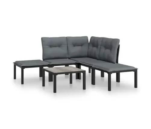 Sodo Poilsio Komplektas, 6 Dalių, Juodas Ir Pilkas, Poliratanas