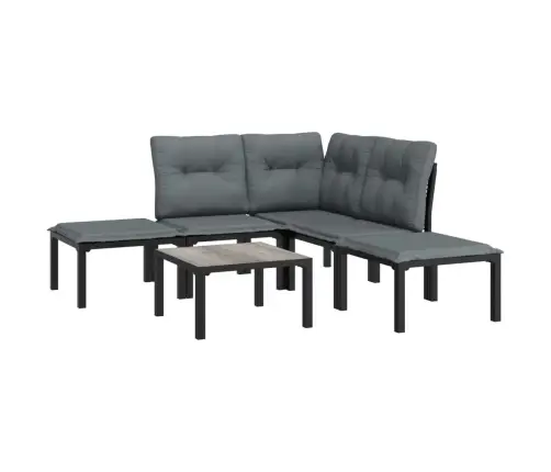 Sodo Poilsio Komplektas, 6 Dalių, Juodas Ir Pilkas, Poliratanas