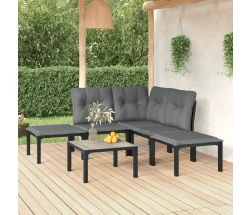 Sodo Poilsio Komplektas, 6 Dalių, Juodas Ir Pilkas, Poliratanas