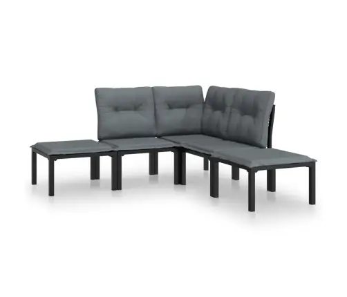 5-Osaline Aiamööbli Komplekt Patjadega, Must Ja Hall Polürotang