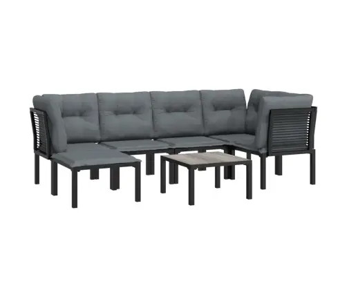 7-Daļīgs Dārza Atpūtas Mēbeļu Komplekts, Melns, Pelēks, Pe Vidaxl