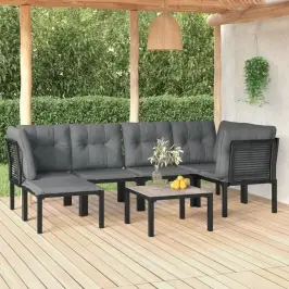 7-Daļīgs Dārza Atpūtas Mēbeļu Komplekts, Melns, Pelēks, Pe Vidaxl