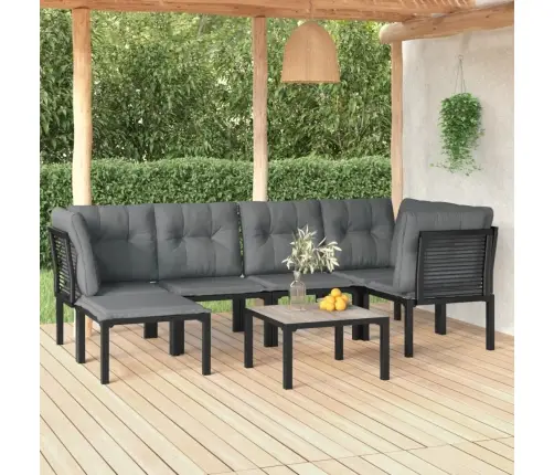 7-Daļīgs Dārza Atpūtas Mēbeļu Komplekts, Melns, Pelēks, Pe Vidaxl