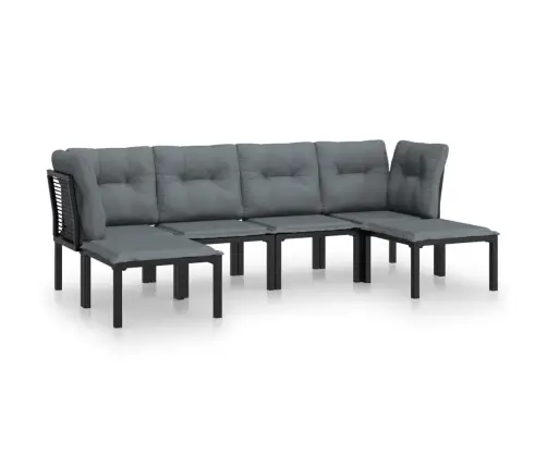 6-Osaline Aiamööbli Komplekt, Must Ja Hall, Polürotang