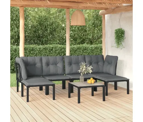 Sodo Poilsio Komplektas, 7 Dalių, Juodas Ir Pilkas, Poliratanas