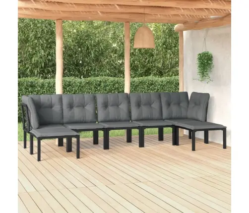 7-Daļīgs Dārza Atpūtas Mēbeļu Komplekts, Melns, Pelēks, Pe Vidaxl