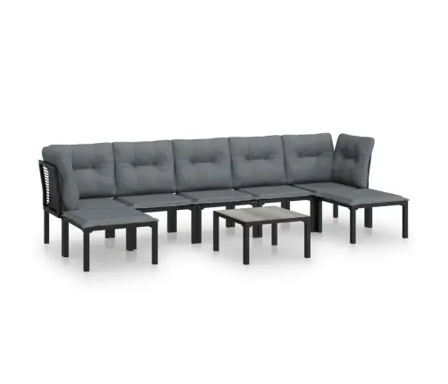 8-Daļīgs Dārza Atpūtas Mēbeļu Komplekts Ar Matračiem, Pelēks Pe Vidaxl