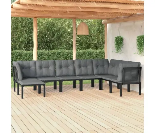 8-Daļīgs Dārza Atpūtas Mēbeļu Komplekts Ar Matračiem, Pelēks Pe Vidaxl