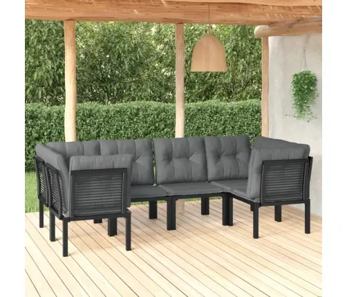 Sodo Poilsio Komplektas, 6 Dalių, Juodas Ir Pilkas, Poliratanas