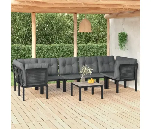 Sodo Poilsio Komplektas, 8 Dalių, Juodas Ir Pilkas, Poliratanas