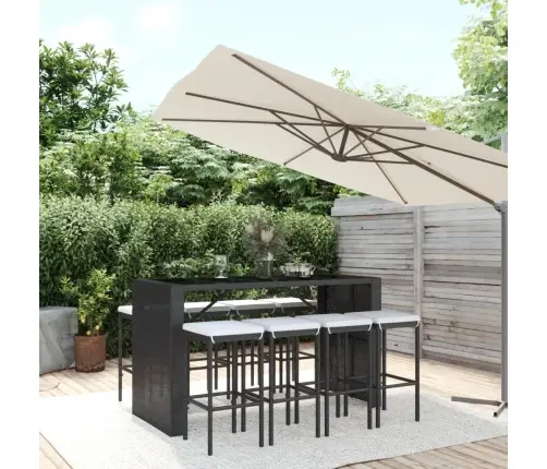 Sodo Komplektas Su Pagalvėlėmis, 9 Dalių, Juodas, Poliratanas