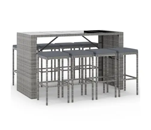 Sodo Komplektas Su Pagalvėlėmis, 9 Dalių, Pilkas, Poliratanas Sodo Komplektas Su Pagalvėlėmis, 9 Dalių, Pilkas, Poliratanas