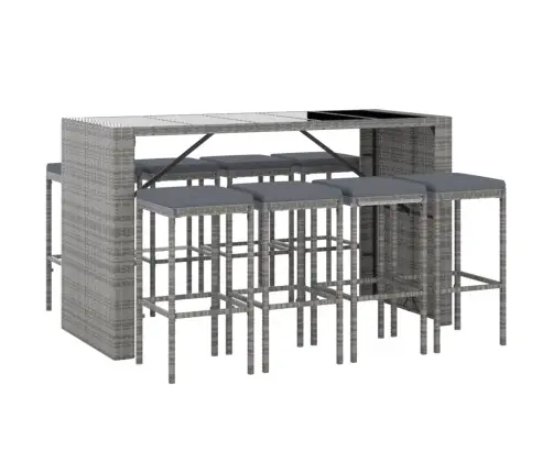 Sodo Komplektas Su Pagalvėlėmis, 9 Dalių, Pilkas, Poliratanas Sodo Komplektas Su Pagalvėlėmis, 9 Dalių, Pilkas, Poliratanas