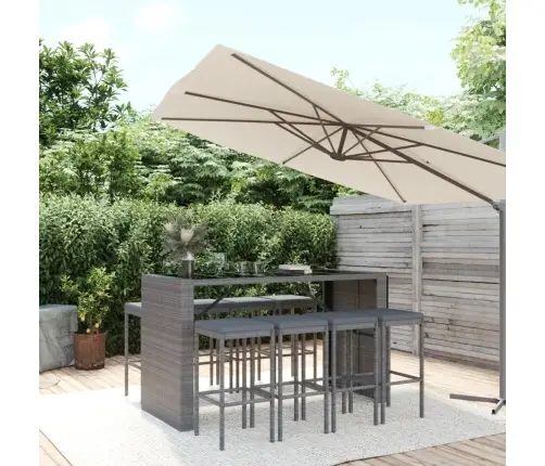 Sodo Komplektas Su Pagalvėlėmis, 9 Dalių, Pilkas, Poliratanas Sodo Komplektas Su Pagalvėlėmis, 9 Dalių, Pilkas, Poliratanas