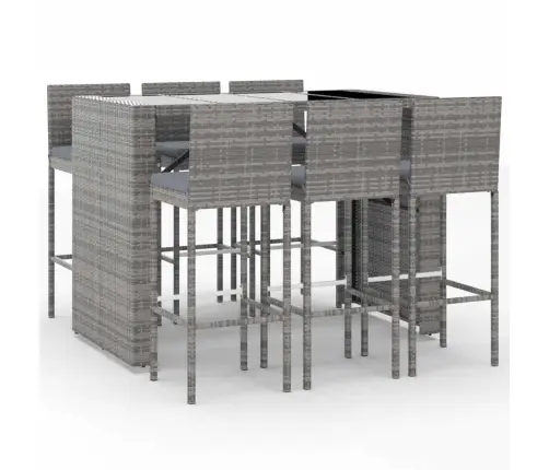 7-Osaline Aia Baarikomplekt Istmepatjadega, Hall, Polürotang