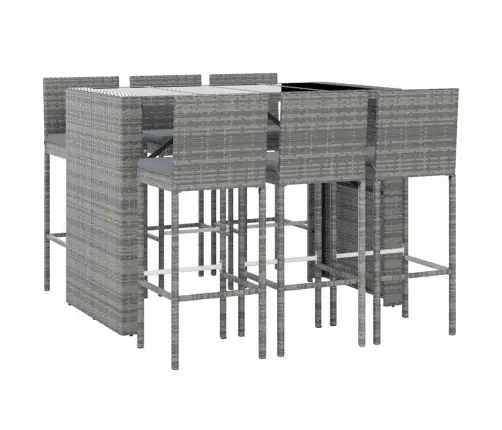 7-Osaline Aia Baarikomplekt Istmepatjadega, Hall, Polürotang