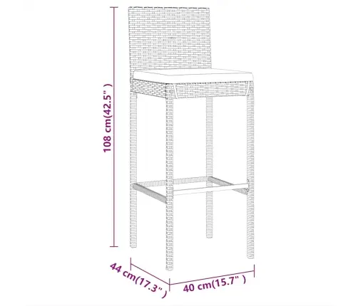 7-Osaline Aia Baarikomplekt Istmepatjadega, Hall, Polürotang