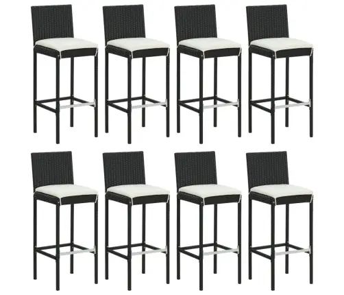 9-Daļīgs Dārza Bāra Mēbeļu Komplekts, Pe Rotangpalma, Melns Vidaxl